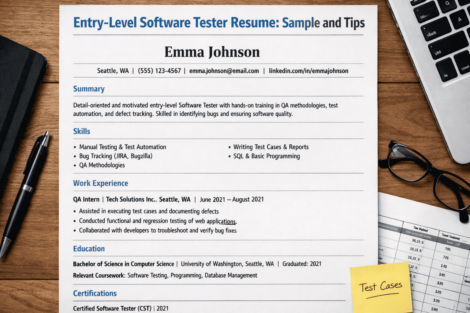 Entry-Level Software Tester Resume: Sample, Format & ATS Tips for Freshers