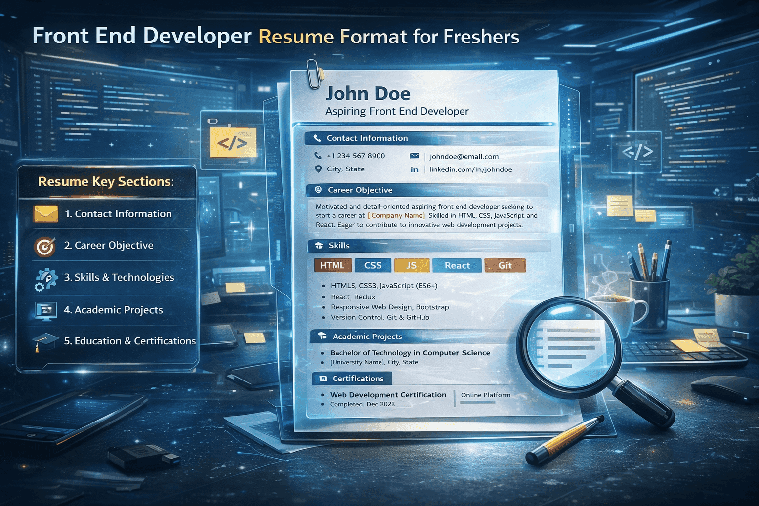 Front End Developer Resume for Freshers (2026 Guide + Samples)
