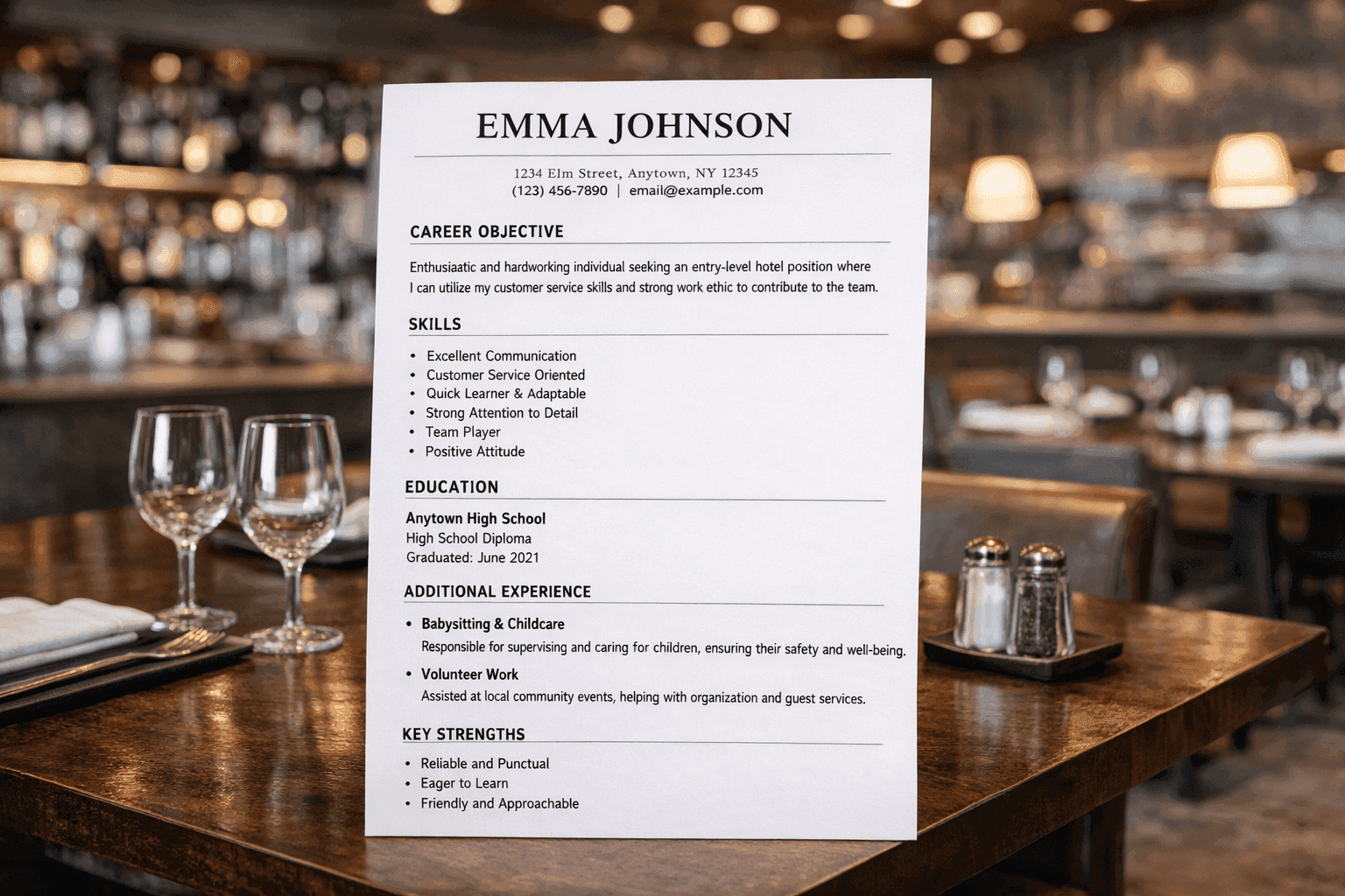 Resume for Hotel Job With No Experience (Guide + Example)