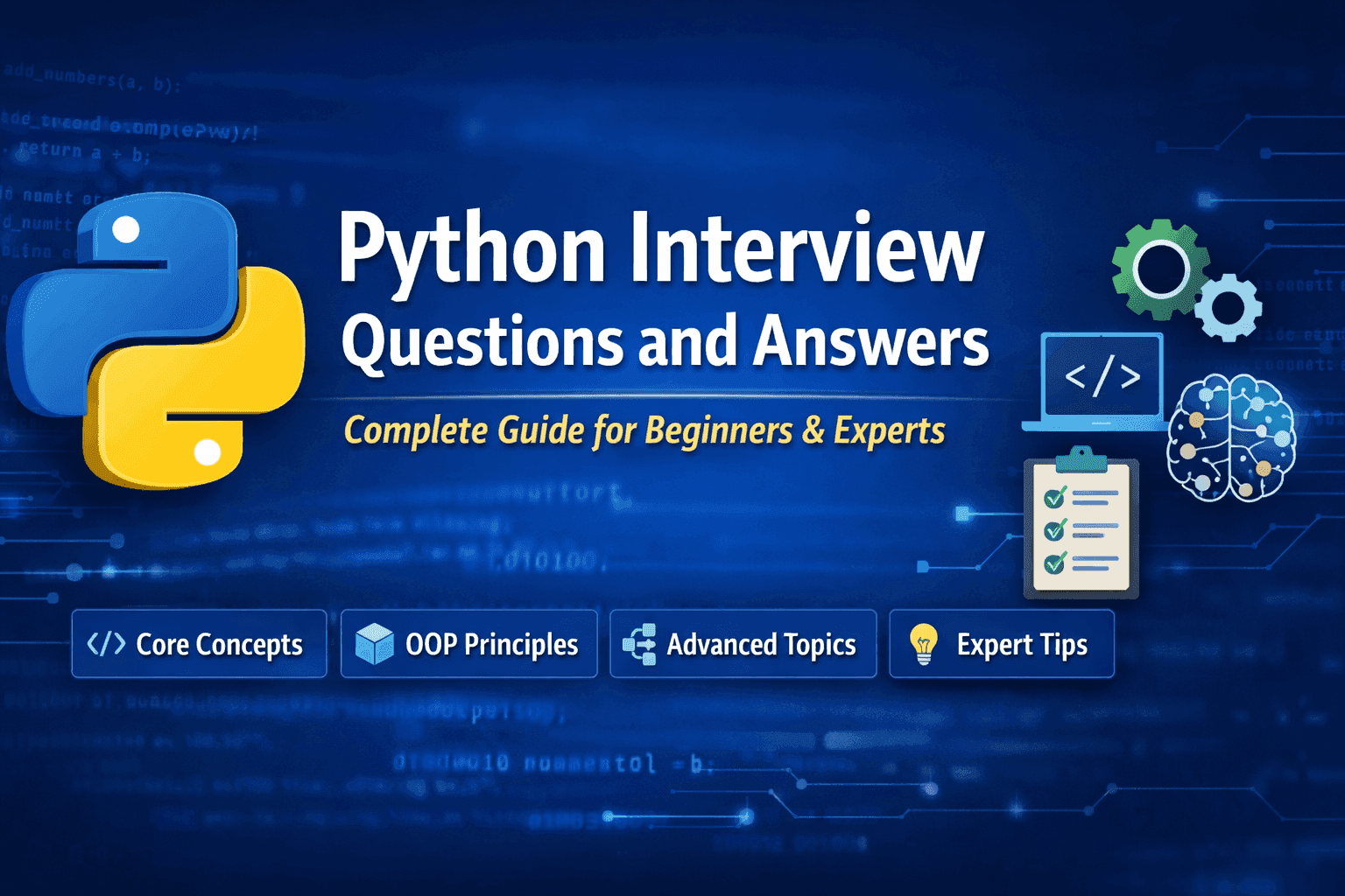 Python Interview Questions and Answers (Complete Guide for Beginners & Experts)