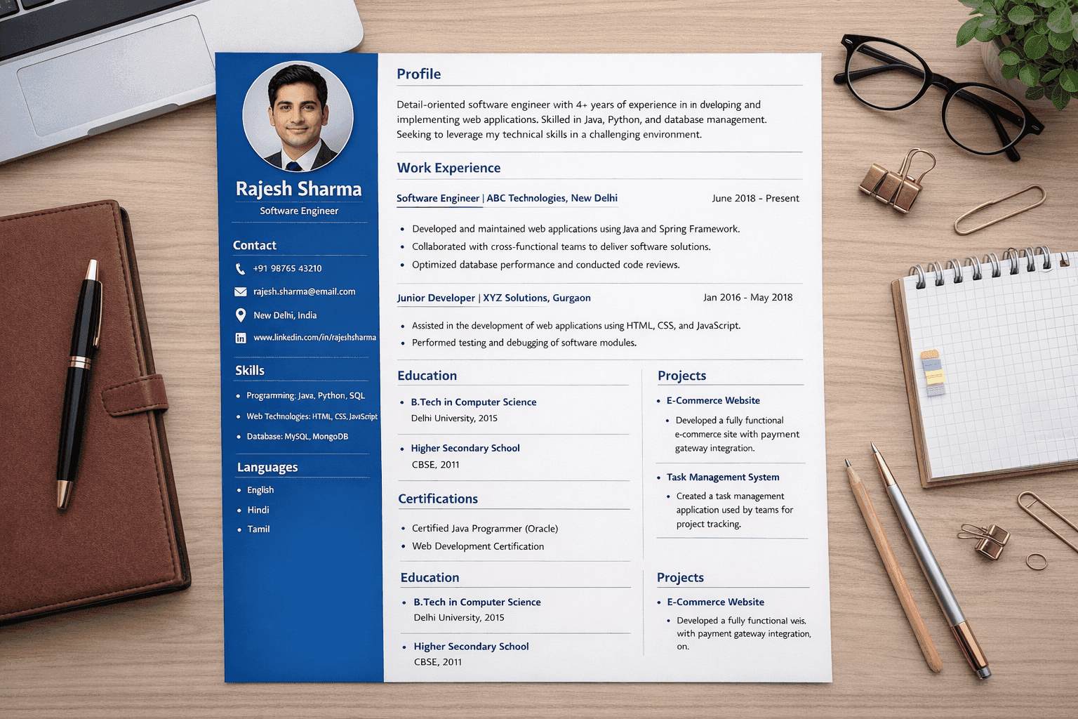 Indian Resume Format (Free Template + Pro Tips) | Resume Guide for Indian Job Seekers