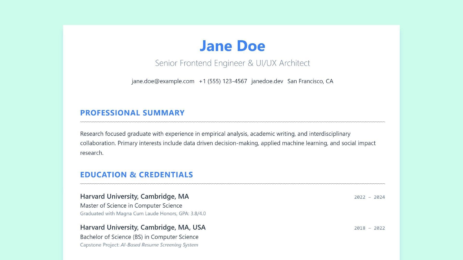 Harvard CV Format (Free Template + Pro Tips) | 2026 Resume Guide