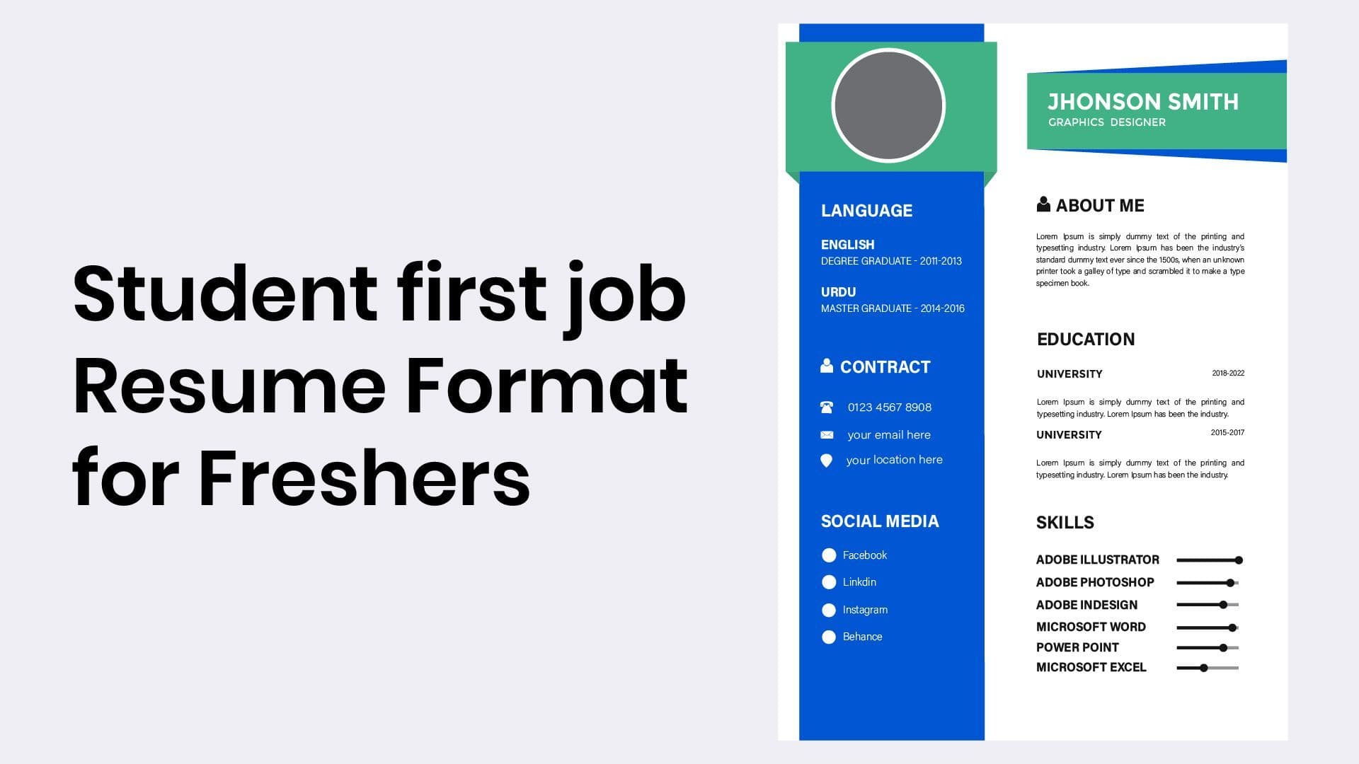 Student First Job Resume Format for Freshers with Free Template